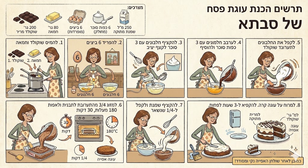 תרשים הכנת עוגת פסח