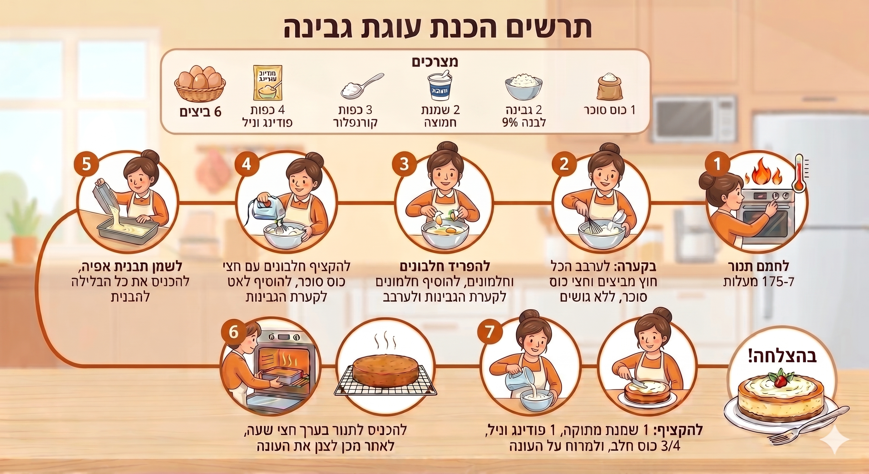 תרשים הכנת עוגת גבינה